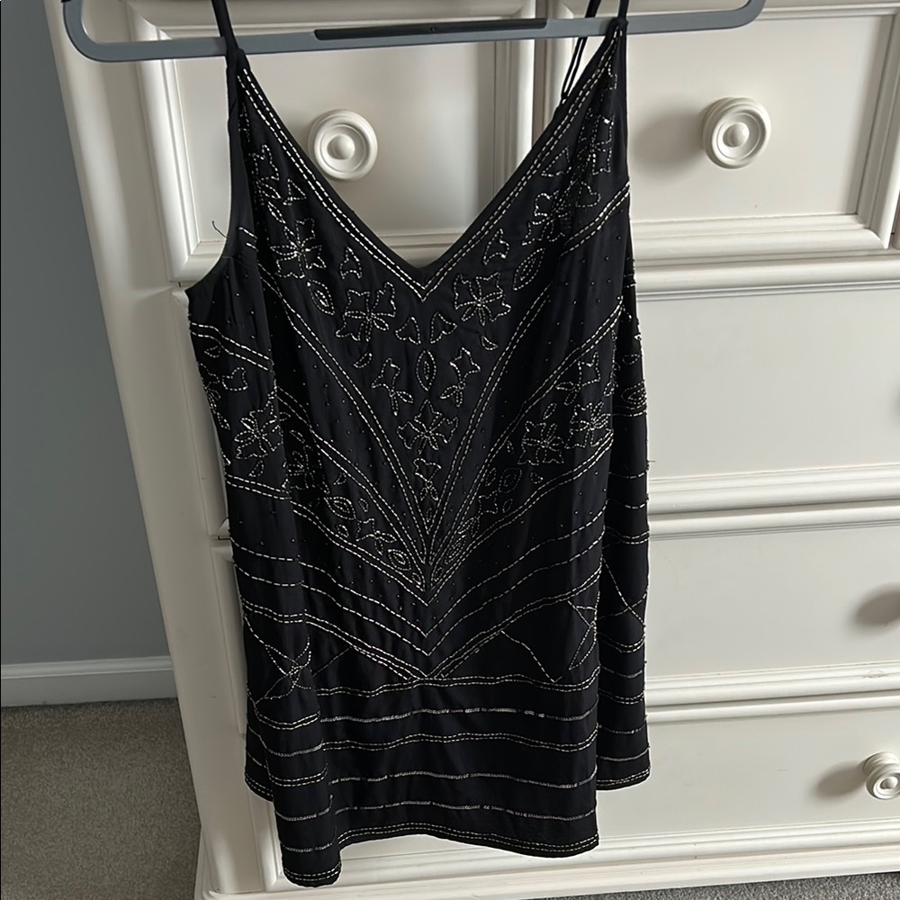 Free People Black Beaded Mini Dress